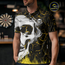 Load image into Gallery viewer, Personalized Yellow 3D Fire Crack Skull Dart Shirts Custom Scary Dart Shirts For Men Dart Jersey TDM4761