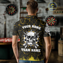 Load image into Gallery viewer, Personalized Yellow 3D Fire Crack Skull Dart Shirts Custom Scary Dart Shirts For Men Dart Jersey TDM4761