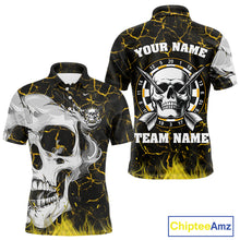 Load image into Gallery viewer, Personalized Yellow 3D Fire Crack Skull Dart Shirts Custom Scary Dart Shirts For Men Dart Jersey TDM4761
