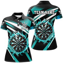 Load image into Gallery viewer, Turquoise 3D Darts Board Fire Custom Polo &amp; 1/4 Zip Shirt For Women Personalized Dart Jerseys Uniform TDM2956