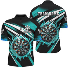 Load image into Gallery viewer, Turquoise 3D Darts Board Fire Custom Polo &amp; 1/4 Zip Shirt For Women Personalized Dart Jerseys Uniform TDM2956