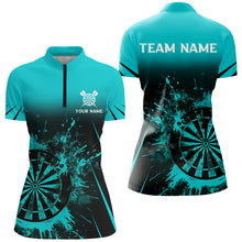 Load image into Gallery viewer, Turquoise Grunge Dart Polo &amp; Quarter-Zip Shirts For Women Custom Retro Darts Board Team Dart Jerseys TDM2960