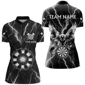 Personalized Black White Thunder Lightning Dart Shirts For Women Custom Eagle Dart Team Jerseys TDM2962