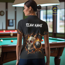 Load image into Gallery viewer, Personalized Skull 8 Ball Fire Billiard Shirt For Women Custom Pool Team Shirt, Billiard Jersey TDM5424