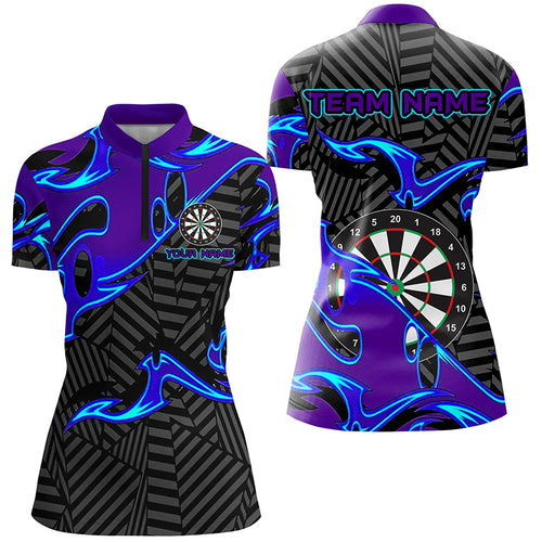 Black Purple Darts Board Personalized Women Dart Quarter-Zip Shirt Custom Darts Team Jerseys TDM1429