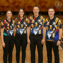 Load image into Gallery viewer, Colorful Graffiti Funny Shark And Beer Bowling Polo, 1/4 Zip For Men Custom Bowling Team Jersey TDM6488