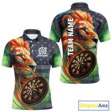 Load image into Gallery viewer, Personalized American Flag Lion Dart Shirts For Men Custom Grunge Patriotic Darts Team Jerseys TDM4170