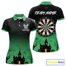Load image into Gallery viewer, Custom Black And Green Halloween Darts Shirt For Women, Darts Jerseys Outfit Team Polo &amp; 1/4 Zip TDM4566