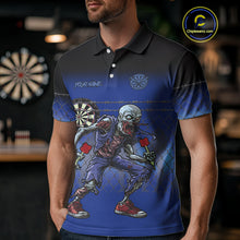 Load image into Gallery viewer, Custom Zombie Blue Dart Shirt With Pocket Option For Men, Dart Team Jerseys TDM4771