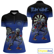 Load image into Gallery viewer, Custom Zombie Blue Dart Shirt With Pocket Option For Women, Dart Team Jerseys TDM4771