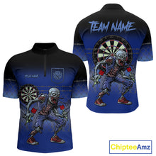Load image into Gallery viewer, Custom Zombie Blue Dart Shirt With Pocket Option For Men, Dart Team Jerseys TDM4771
