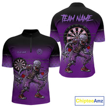 Load image into Gallery viewer, Custom Zombie Purple Dart Shirt With Pocket Option For Men, Dart Team Jerseys TDM4772
