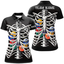 Load image into Gallery viewer, Funny Billiard Balls Inside The Rib Custom White Skeleton Halloween Billiard Shirts For Women TDM2722