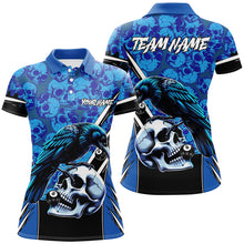 Load image into Gallery viewer, Blue Skull Pattern Custom Billiard Shirts For Women, Scary Billiard Shirts Pool Team Jerseys TDM2725