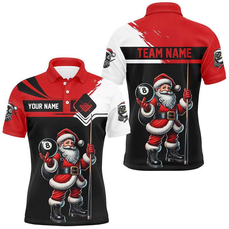 Black And Red Santa Christmas Billiard Shirts For Men Custom Funny Xmas Billiard Jerseys Outfit TDM2966