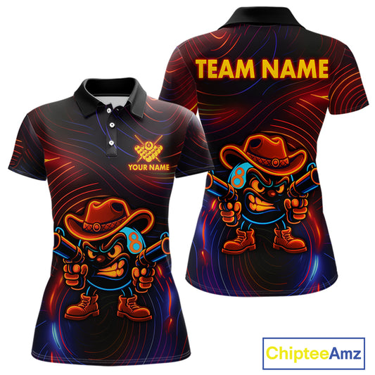 Funny Neon 8 Ball Billiard Shirt For Women Custom Pool Team Shirt, Billiard Jersey Polo & 1/4 Zip TDM5446