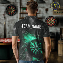 Load image into Gallery viewer, Custom Turquoise Flame Lightning Darts Shirt With Pocket Option For Men TDM5915