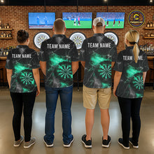 Load image into Gallery viewer, Custom Turquoise Flame Lightning Darts Shirt With Pocket Option For Men TDM5915