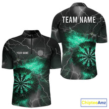 Load image into Gallery viewer, Custom Turquoise Flame Lightning Darts Shirt With Pocket Option For Men TDM5915