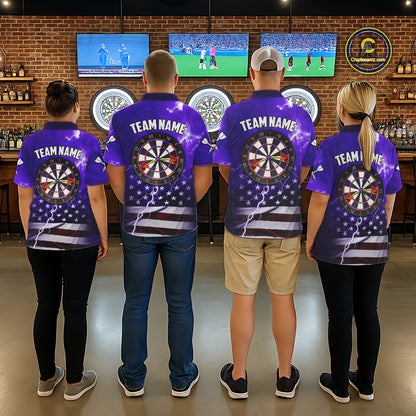 Purple Lightning US Flag Dart Shirt For Women Custom Dart Jersey Pocket Option TDM5916