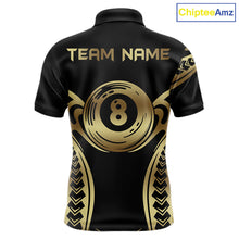 Load image into Gallery viewer, Personalized Black &amp; Gold Tribal Pattern 8 Ball Pool Billiard Shirts For Men Billiard Attire Gifts NYN2821