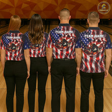 Load image into Gallery viewer, Glowing American Flag Funny Bowling Shirt For Women Custom Patriotic Bowling Jersey Polo &amp; 1/4 Zip TDM6319