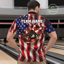 Load image into Gallery viewer, Glowing American Flag Funny Bowling Shirt For Men Custom Patriotic Bowling Jersey Polo &amp; 1/4 Zip TDM6319
