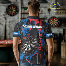 Load image into Gallery viewer, Custom Men's Dart Shirt - Grunge Blue And Red Dartboard Paint Splash Polo &amp; Quarter Zip Jersey TDM3981