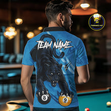 Load image into Gallery viewer, Custom Blue 8 Ball &amp; 9 Ball Panther Billiard Shirt For Men, Billiard Team Jersey Polo &amp; 1/4 Zip TDM6494