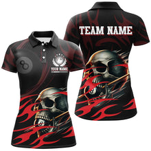Load image into Gallery viewer, Funny Skull 8 Ball Pool Custom Women Billiard Polo &amp; Quarter-Zip Shirts, Billiard 8 Ball Jerseys |Red TDM2007