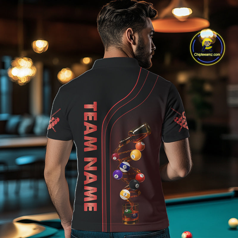 Funny DNA Wine Billiard Shirt For Men Custom Pool Team Shirts, Billiard Jersey Polo & 1/4 Zip|Red TDM5194