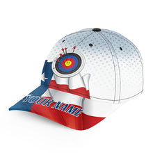 Load image into Gallery viewer, Personalized Texas Flag Archery Hats Custom Name Texas Flag Baseball Caps Hats For Patriotic Archer TDM0719