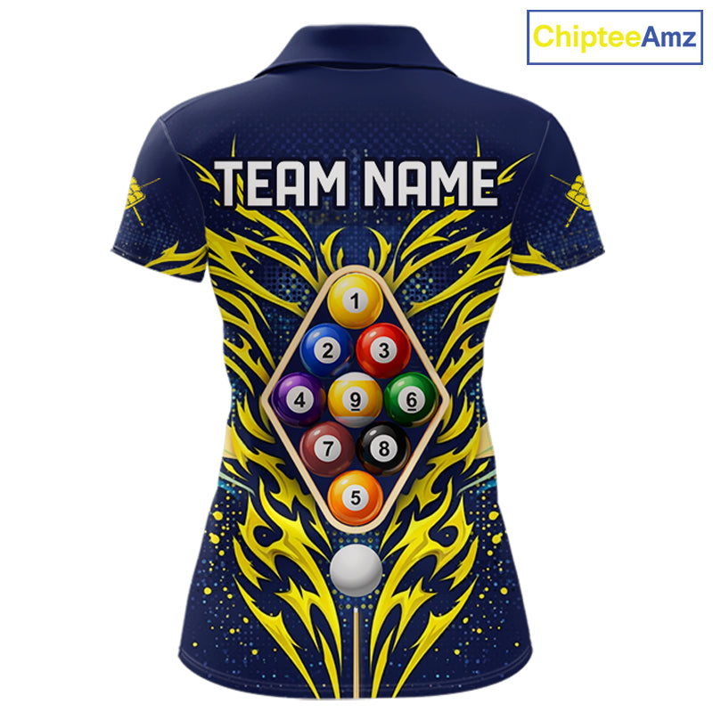 Personalized Tribal Flame 9 Ball Billiard Shirt For Women Custom 9 Ball Pool Team Jersey TDM5712