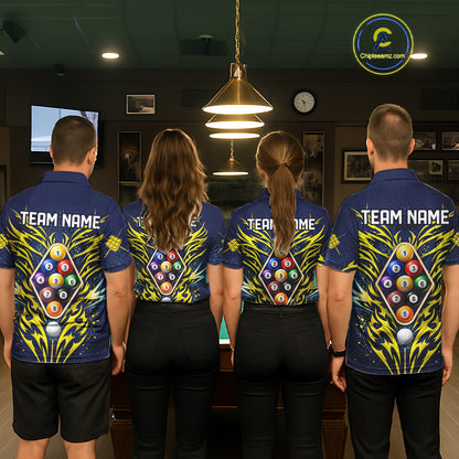Personalized Tribal Flame 9 Ball Billiard Shirt For Men Custom 9 Ball Pool Team Jersey TDM5712
