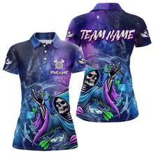 Load image into Gallery viewer, Death Skeleton Blue Purple Galaxy Dart Shirts For Women Custom Darts Jerseys TDM3561