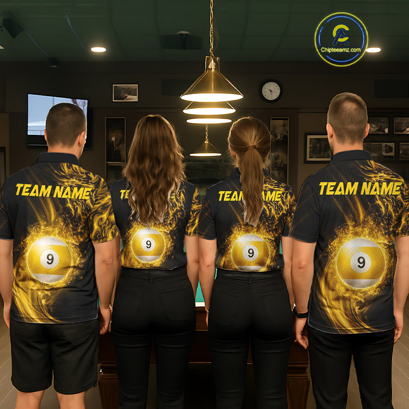 Personalized Lightning 9 Ball Billiard Shirt For Men, 9 Ball Pool Team Jersey Polo & 1/4 Zip TDM5924