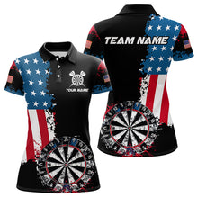 Load image into Gallery viewer, Personalized Grunge Dartboard American Flag Darts Shirts For Women, Patriotic Us Flag Dart Jerseys TDM3719