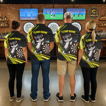 Load image into Gallery viewer, Custom Black And Yellow Funny Cat Darts Shirt For Men, Darts Jersey Polo &amp; 1/4 Zip, Darts Gifts TDM6510