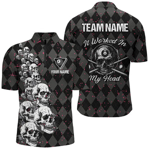 Billiard Skull It Worked In My Head Custom Argyle Pattern Men Billiard Shirts, Pool Team Jerseys TDM1811