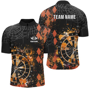 Orange Grunge Darts Board Argyle Pattern Custom Men Darts Shirts, Halloween Darts Team Jerseys  TDM2732