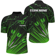 Load image into Gallery viewer, Green Dart Arrow Lightning Custom Darts Polo, Quarter-Zip Shirts For Men, Darts Jerseys Uniform TDM2975