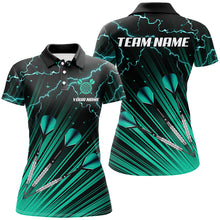 Load image into Gallery viewer, Turquoise Dart Arrow Lightning Custom Darts Polo, Quarter-Zip Shirts For Women, Darts Jerseys Uniform TDM2976