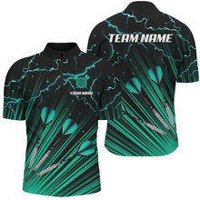 Load image into Gallery viewer, Turquoise Dart Arrow Lightning Custom Darts Polo, Quarter-Zip Shirts For Men, Darts Jerseys Uniform TDM2976