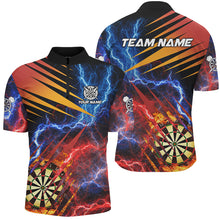 Load image into Gallery viewer, Blue And Red Thunder Lighting Custom Dart Shirts For Men, Fire Flame Darts Board Team Dart Jerseys TDM2979