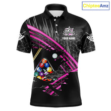 Load image into Gallery viewer, Personalized Billiard Shirts For Men Custom 8 Ball Pool Team Jersey Polo &amp; Quarter Zip | Pink TDM6339