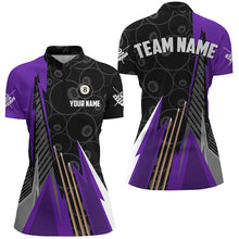 Load image into Gallery viewer, Personalized Black Purple Billiard Pattern Women Polo &amp; 1/4 Zip Shirts, Billiard Team Jersey Uniform TDM1614