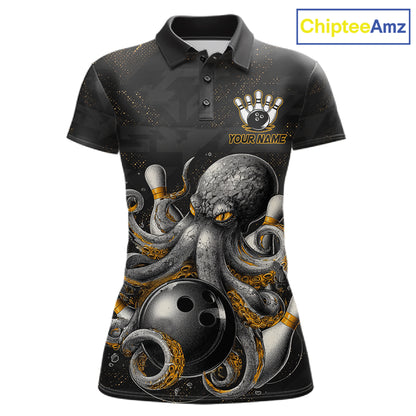 Personalized Funny Octopus Bowling Jersey For Women Custom Bowling Team Shirts Polo & Quarter Zip TDM6518