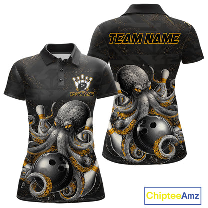Personalized Funny Octopus Bowling Jersey For Women Custom Bowling Team Shirts Polo & Quarter Zip TDM6518