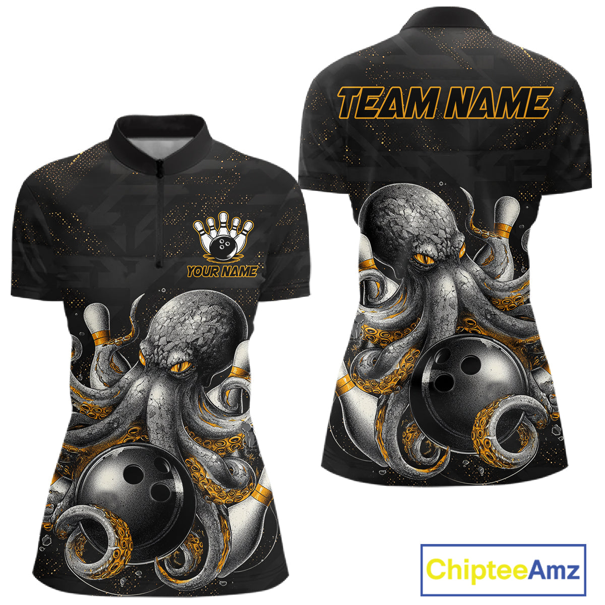 Personalized Funny Octopus Bowling Jersey For Women Custom Bowling Team Shirts Polo & Quarter Zip TDM6518
