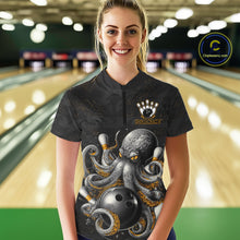 Load image into Gallery viewer, Personalized Funny Octopus Bowling Jersey For Women Custom Bowling Team Shirts Polo &amp; Quarter Zip TDM6518